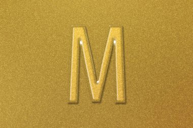 Mu işareti. Mu harfi, Yunan alfabesi sembolü, altın arkaplan