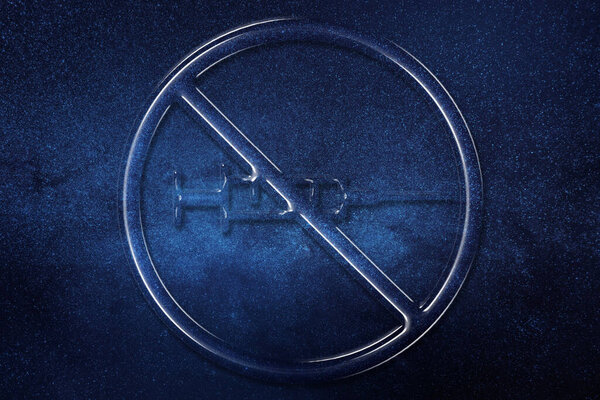 No vaccination sign, Anti vaxxers concept, space background