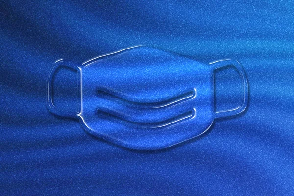 Medical mask, respiratory mask, Coronavirus Personal protection, covid 19 prevention Mask symbol, blue glitter background
