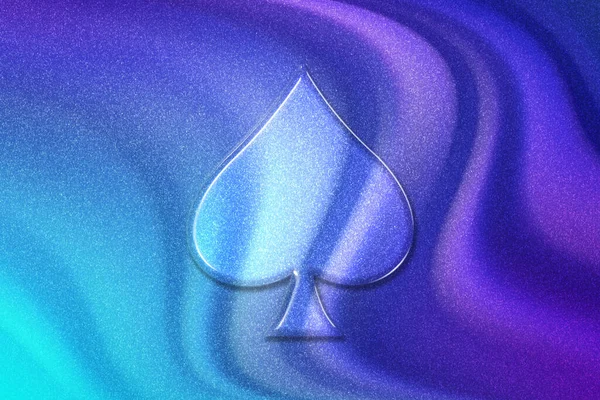 Symbole Carte Pique Symbole Cartes Jouer Fond Bleu Violet — Photo