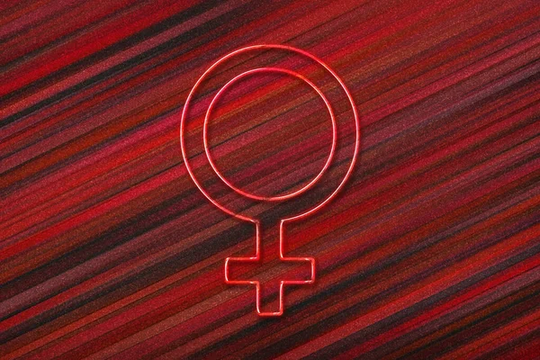 Symbol Ženy Znamení Ženy Symbol Pohlaví Červené Pozadí — Stock fotografie