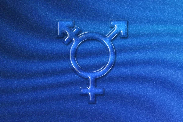 Трансгендерний Символ Поєднує Гендерний Символ Синє Блискуче Тло — стокове фото