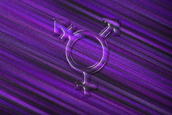 Simbolul Transgender Combinând Simbolul Gen Fundalul Violet — Fotografie, imagine de stoc