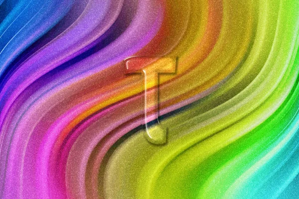 Firma Tau Lettera Tau Alfabeto Greco Simbolo Sfondo Glitter Arcobaleno — Foto Stock