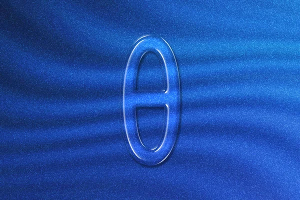 Znak Theta Theta Litera Grecki Alfabet Symbol Niebieski Brokat Tło — Zdjęcie stockowe