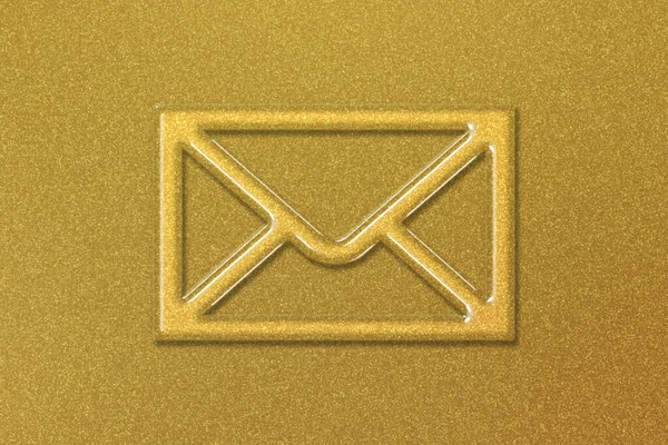 Znak Pošty Symbol Pošty Ikona Mailu Zlaté Pozadí — Stock fotografie