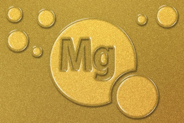 Elemento Magnesio Complejo Vitamínico Mineral Suplemento Dietético Fondo Dorado — Foto de Stock