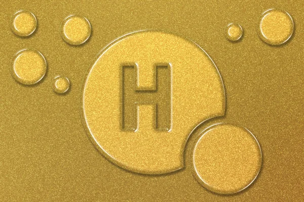 Vitamin H health Symbol, vitamin Concept, Biotin, gold background