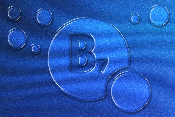 Vitamine Santé Symbole Vitamine Concept Biotine Fonction Métabolique Fond Bleu — Photo