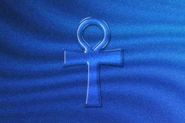 Ankh Sembolü, yaşam işareti anahtarı, mavi simli arkaplan