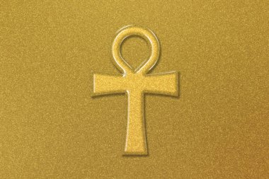 Ankh Sembolü, yaşam işareti anahtarı, altın arkaplan