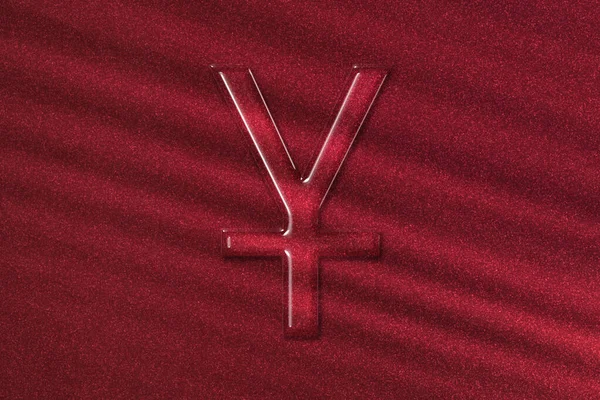 Японская Йена Японская Йена Валюта Валютный Символ Красный Фон — стоковое фото