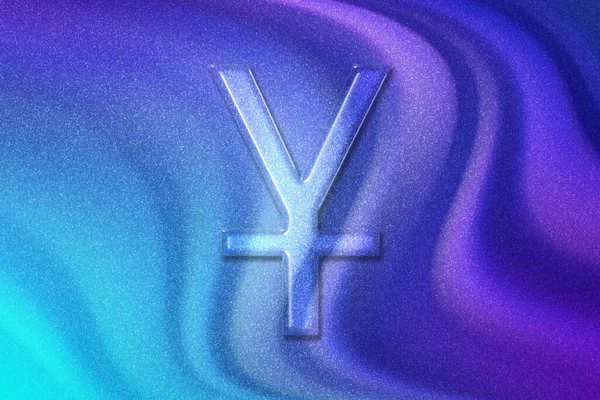 Japanese Yen, JPY Yen currency, Monetary currency symbol, violet violet blue background