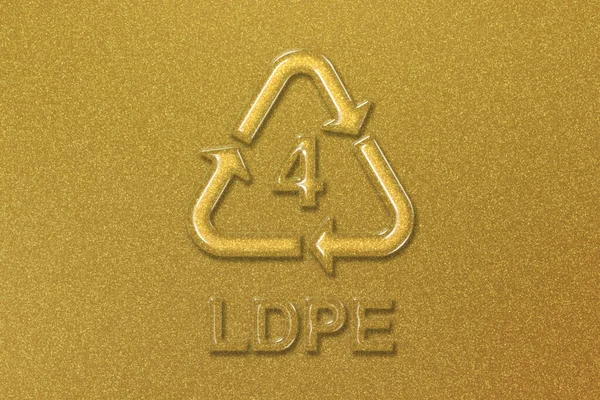 Ldpe Plastikowy Symbol Recyklingu Ldpe Złoty Tło — Zdjęcie stockowe