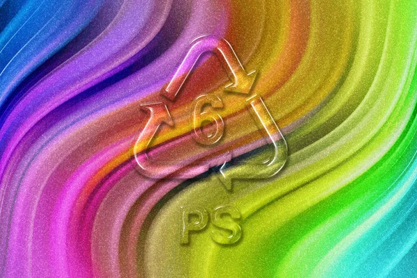 Plastic Recycling Symbol Rainbow Glitter Background — Stock Photo, Image