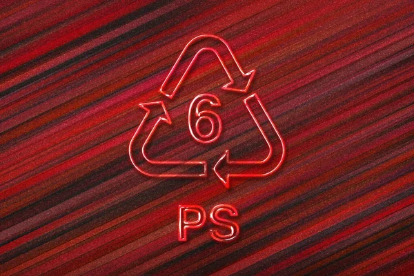 プラスチックリサイクルシンボルPs 赤の背景 — ストック写真
