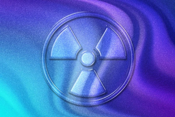 Signo Radiación Símbolo Radiación Señal Advertencia Peligro Fondo Violeta Azul — Foto de Stock