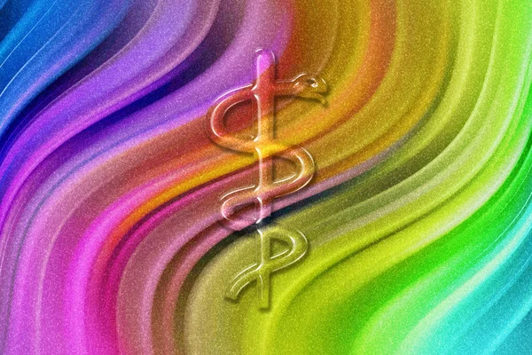 Medisch Symbool Staaf Van Asclepius Asclepius Insignia Regenboog Glitter Achtergrond — Stockfoto