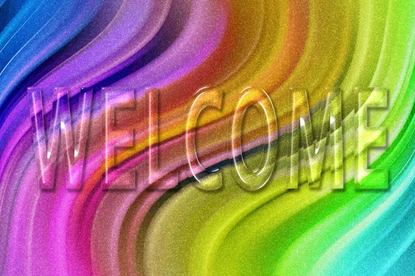 Welcome Poster Welcome Letters Banner Greeting Card Rainbow Glitter Background — Stock Photo, Image