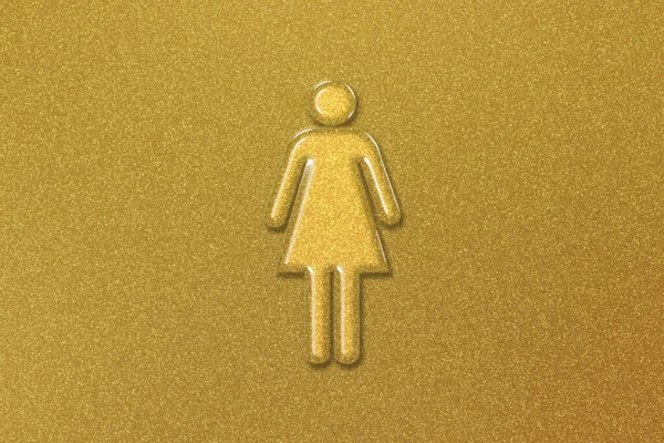 Female Restroom Sign Female Symbol Gold Background — Stock Photo, Image