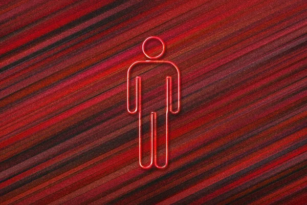 男性トイレサイン男性のシンボル赤い背景 — ストック写真