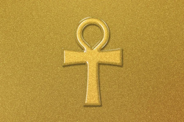 Ankh Symbole Clé Signe Vie Fond Doré — Photo