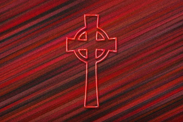 ケルトの十字記号 キリスト教の十字 赤の背景 — ストック写真