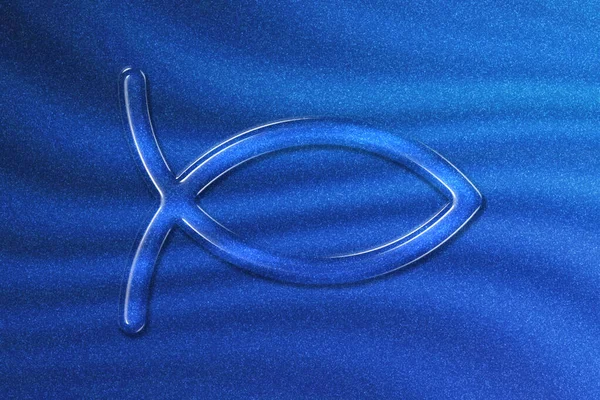 Símbolo Cristianismo Símbolo Peixe Cristão Fundo Brilho Azul — Fotografia de Stock