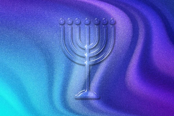 Hanukkah Menorah Candelabrum Israel Tradicional Celebración Hebrea Violeta Violeta Fondo —  Fotos de Stock