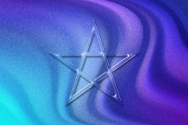 Pentagrama Símbolo Cinco Estrellas Puntiagudas Satanismo Violeta Violeta Fondo Azul —  Fotos de Stock