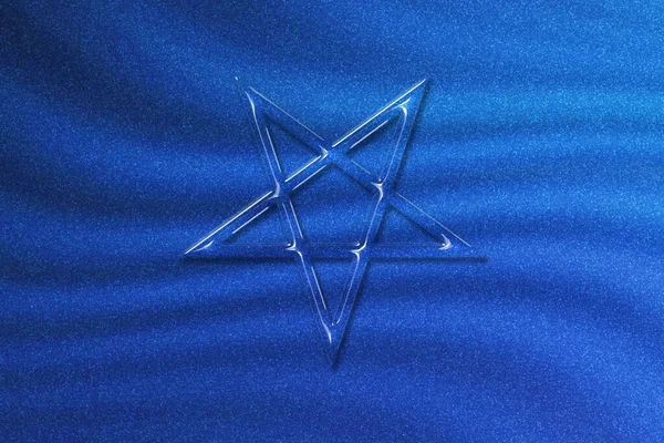 Simbolo Pentagramma Invertito Segno Satanico Sfondo Glitter Blu — Foto Stock
