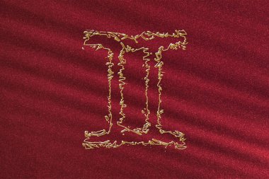 Gemini burcu, burç burcu, burç burcu, burç burcu, burç burcu, kırmızı arka plan, altın yıldız falı.