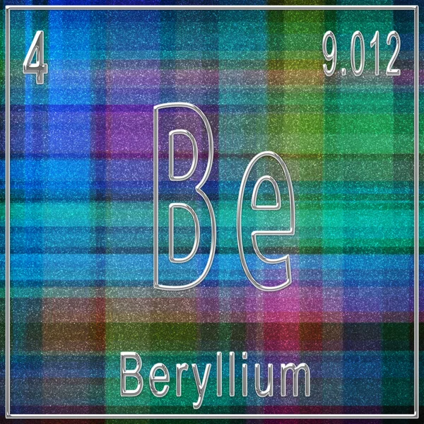 Beryllium chemical element, Sign with atomic number and atomic weight, Periodic Table Element