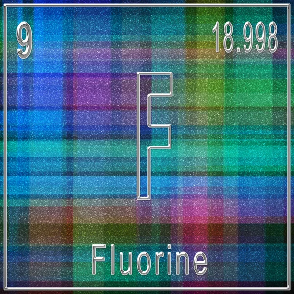 Fluorowy Pierwiastek Chemiczny Znak Liczbą Atomową Masą Atomową Układ Okresowy — Zdjęcie stockowe