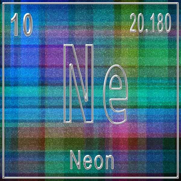 Neon chemical element, Sign with atomic number and atomic weight, Periodic Table Element