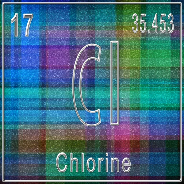 Cloro Elemento Químico Sinal Com Número Atômico Peso Atômico Elemento — Fotografia de Stock