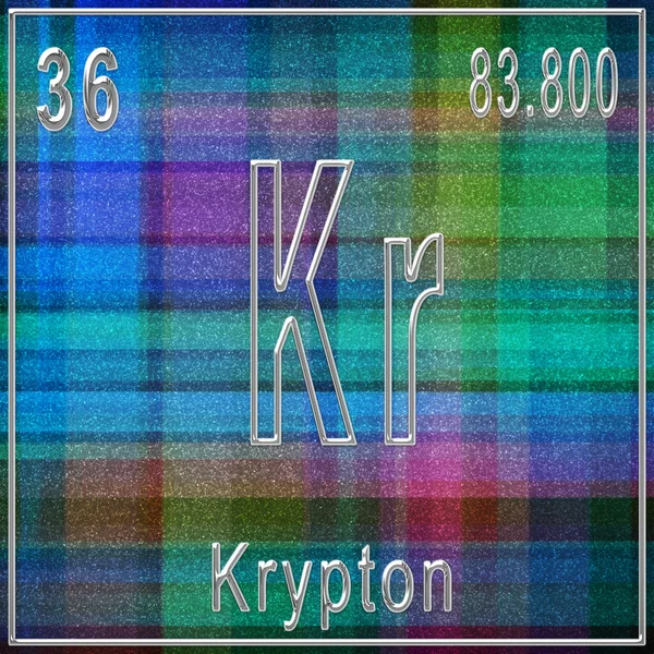 Krypton chemical element, Sign with atomic number and atomic weight, Periodic Table Element