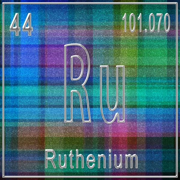 Ruthenium Kémiai Elem Jelzés Atomszámmal Atomtömeggel Periódusos Táblázat Elem — Stock Fotó