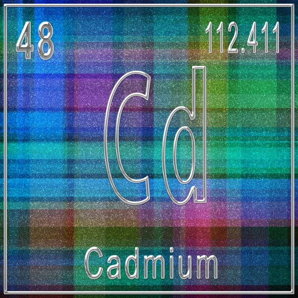 镉化学元素 带有原子序数和原子量的符号 周期表元素 — 图库照片