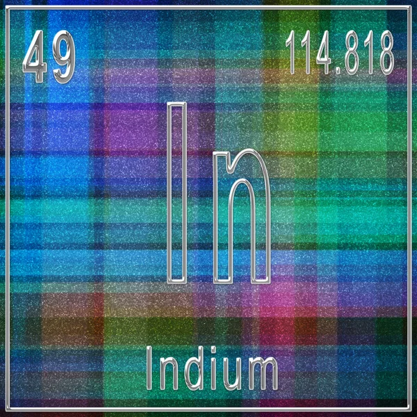 Indium Kémiai Elem Jelzés Atomszámmal Atomtömeggel Periódusos Táblázat Elem — Stock Fotó
