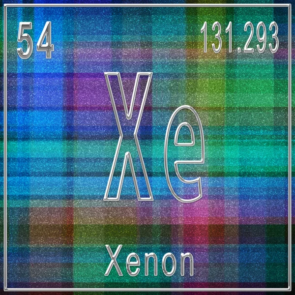 Xenon chemical element, Sign with atomic number and atomic weight, Periodic Table Element