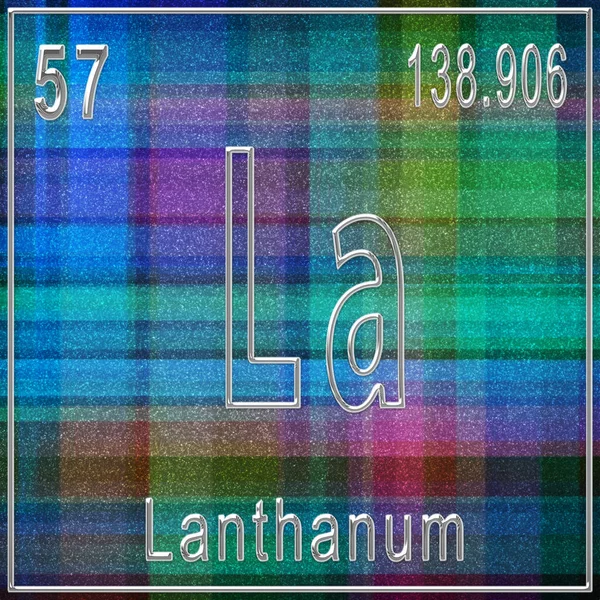 Lanthan Chemisches Element Zeichen Mit Ordnungszahl Und Atomgewicht Periodensystem Element — Stockfoto