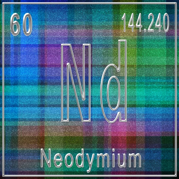 Neodym Kemiskt Grundämne Tecken Med Atomnummer Och Atomvikt Periodisk Tabell — Stockfoto