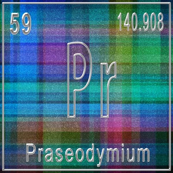 Chemický Prvek Praseodymu Znak Atomovým Číslem Atomovou Hmotností Prvek Periodické — Stock fotografie