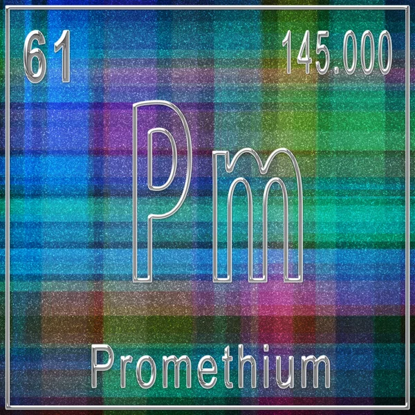 Chemický Prvek Promethia Značka Atomovým Číslem Atomovou Hmotností Prvek Periodické — Stock fotografie