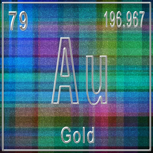 Elemento Químico Ouro Sinal Com Número Atômico Peso Atômico Elemento — Fotografia de Stock