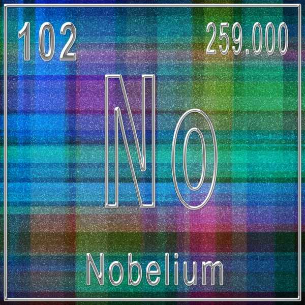 Nobelium Kémiai Elem Jelzés Atomszámmal Atomtömeggel Periódusos Táblázat Elem — Stock Fotó