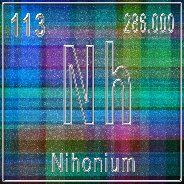 Element Chemiczny Nihonium Znak Liczbą Atomową Masą Atomową Układ Okresowy — Zdjęcie stockowe
