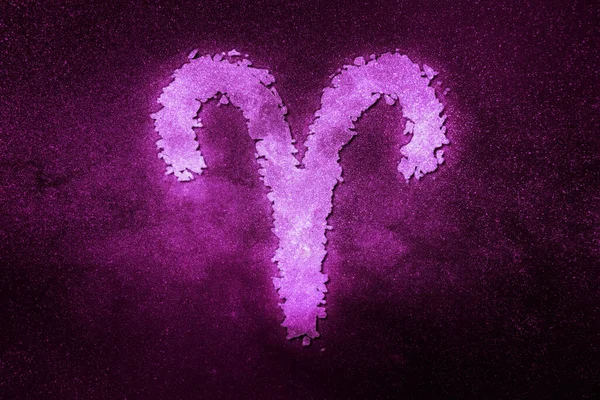 Знак Орієсу Нічне Небо Астрологія Фону Символ Гороскопа Пурпуровий Фон — стокове фото