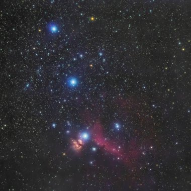 Orion's belt in the winter sky, stars Alnitak, Alnilam, Mintaka, Horsehead Nebula, Orion Nebula clipart